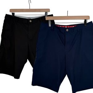 Lot of 2 Puma Mens Golf Shorts Black Navy Blue Flat Front Performance